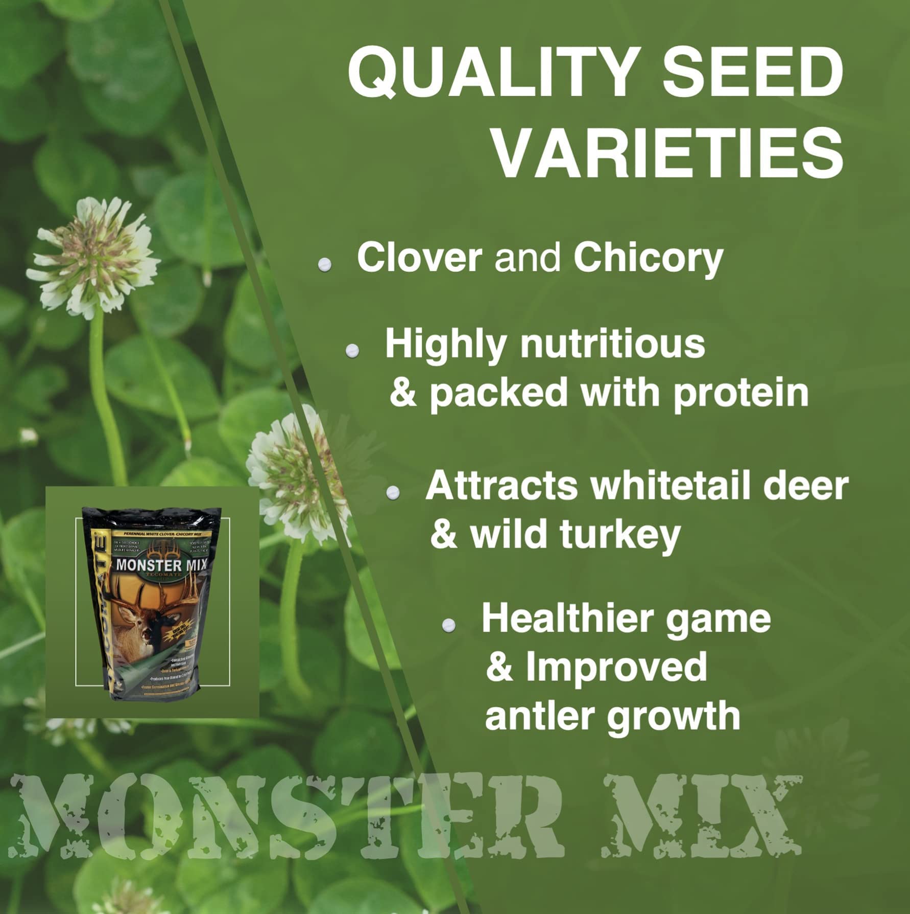 Tecomate Monster Mix turkey attraction scene showcases fall hunting plots attracting turkeys.