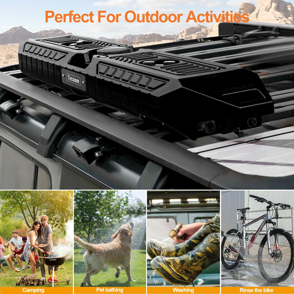 Tecoom camping shower setup ready for off-road adventures.