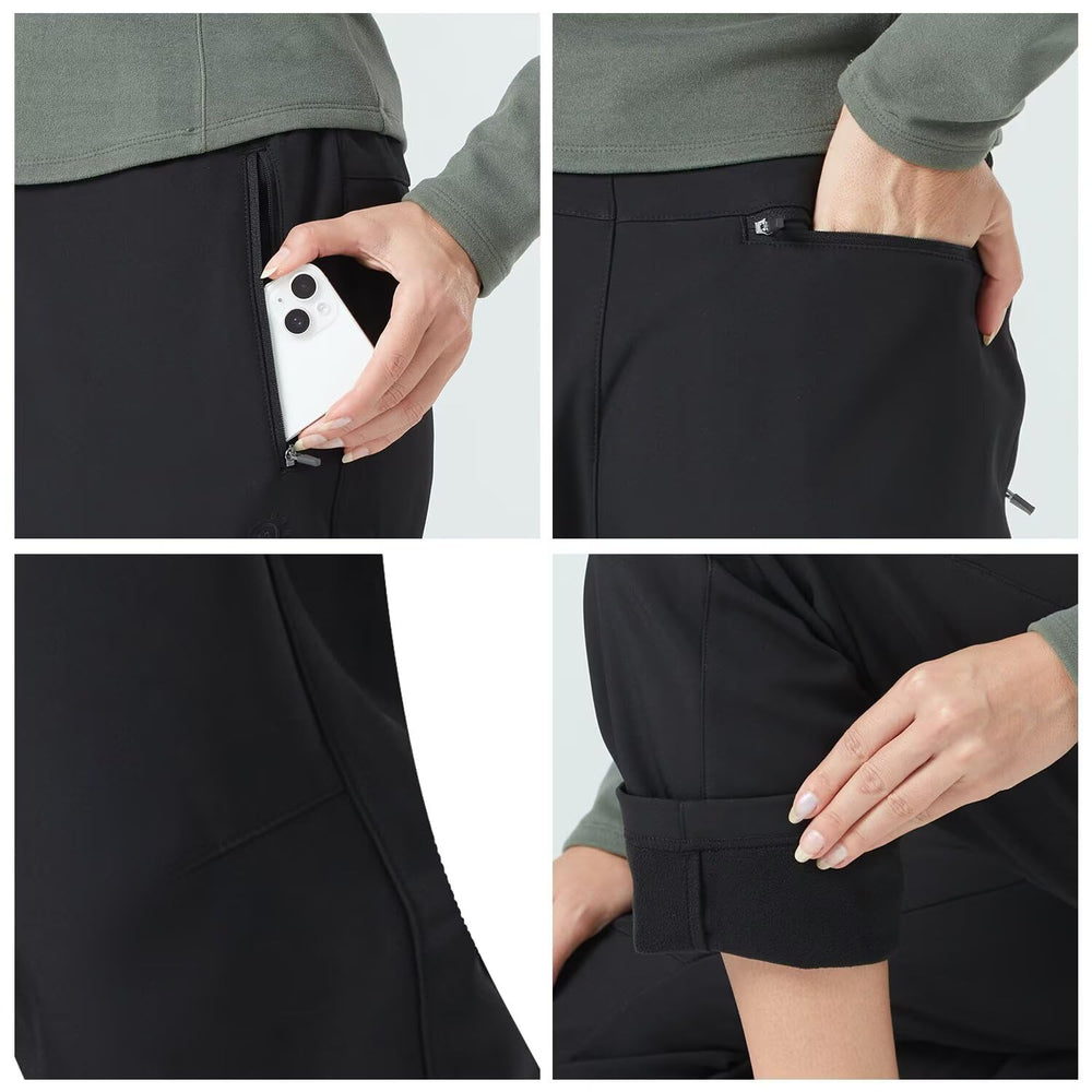 tectop women's fleece-lined winter hiking pants slim-fit 3D stretch enhances mobility.