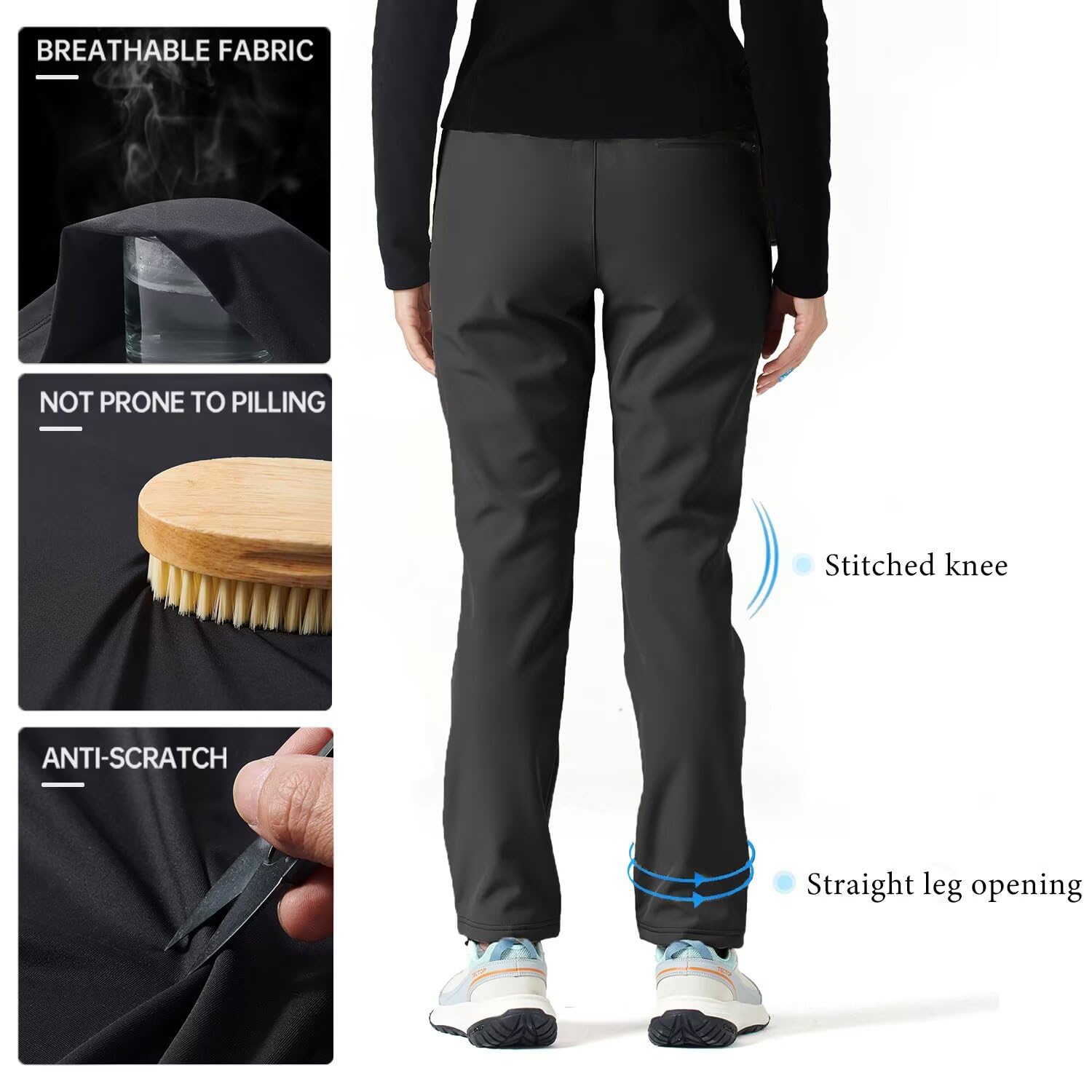 tectop women's hiking pants back zip pocket for safe valuables during camping.