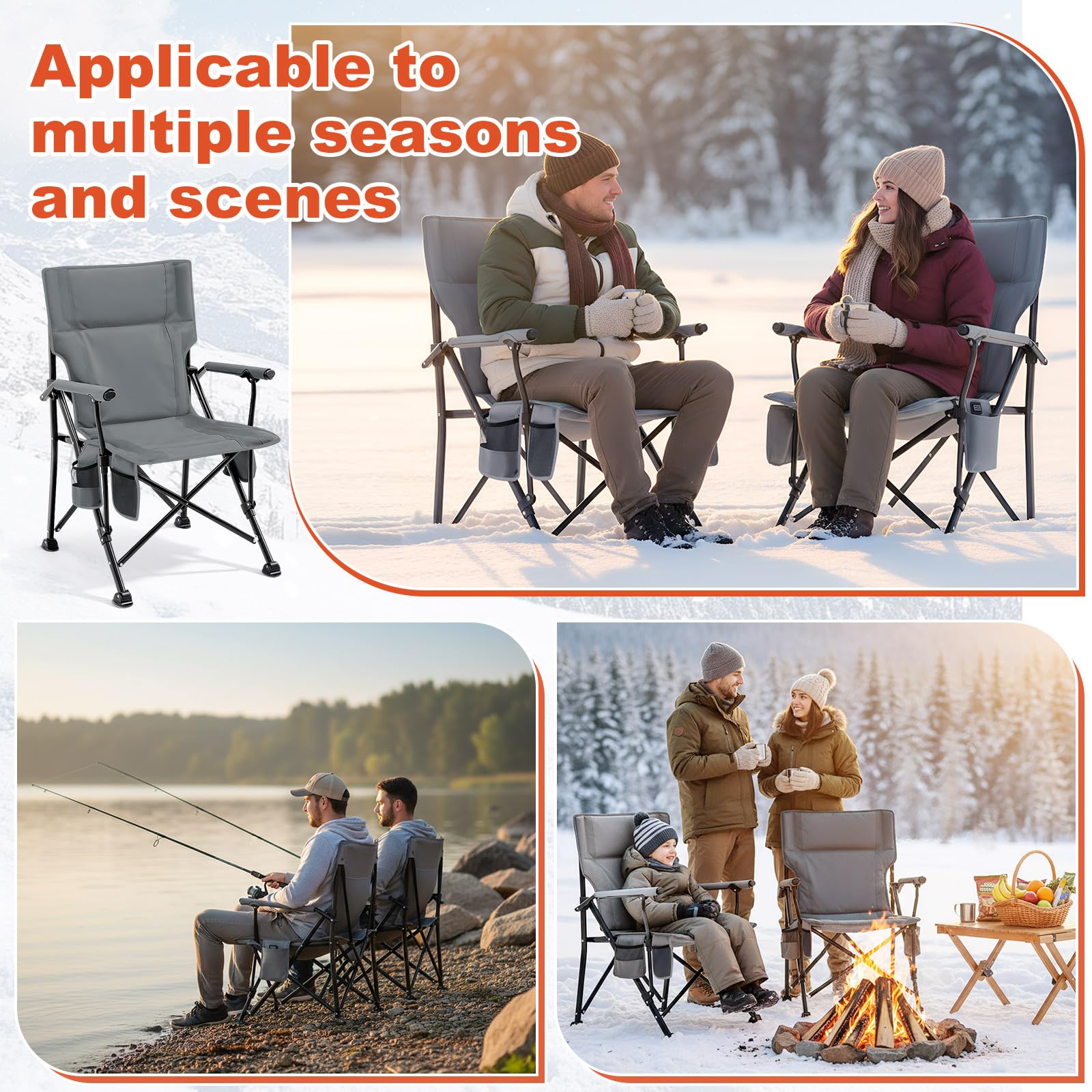 Teenyyou 2-pack heated camping chair ideal for camping, picnics, beach days and hunting trips