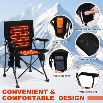 Teenyyou 2-pack heated camping chair folded-belt highlighting easy portability.