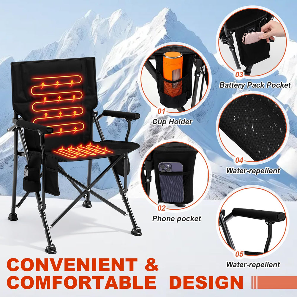 Teenyyou 2-pack heated camping chair folded-belt highlighting easy portability.