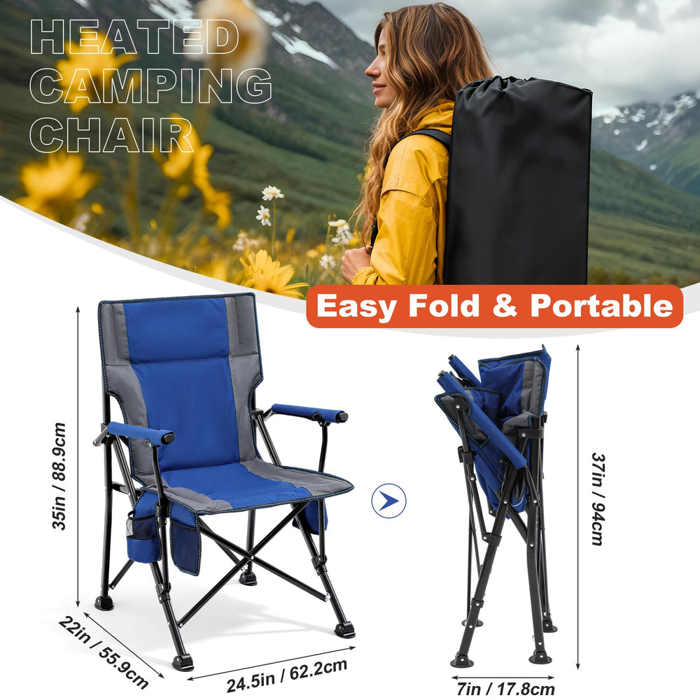 Teenyyou 2Pack heated camping chair folded with portable belt for simple transport.