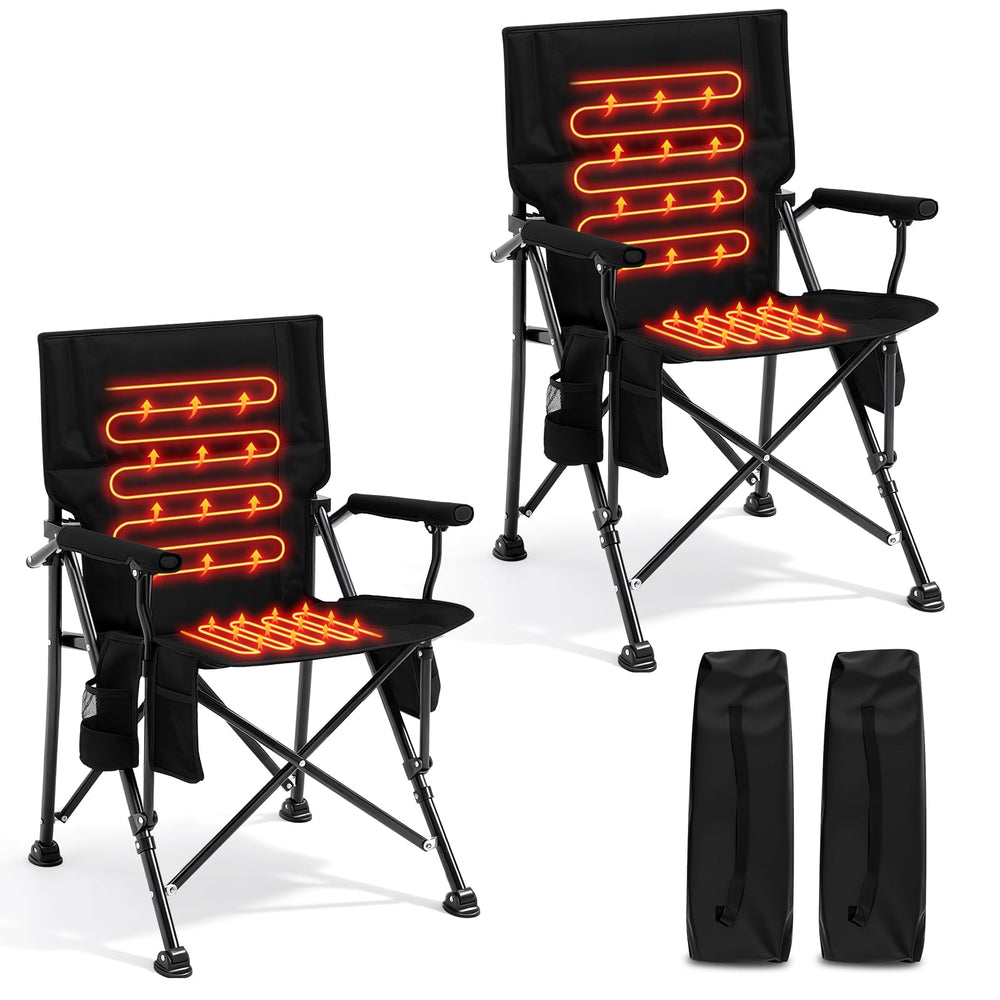 Teenyyou 2-pack heated camping chair front-view highlighting sturdy frame and warm seating.