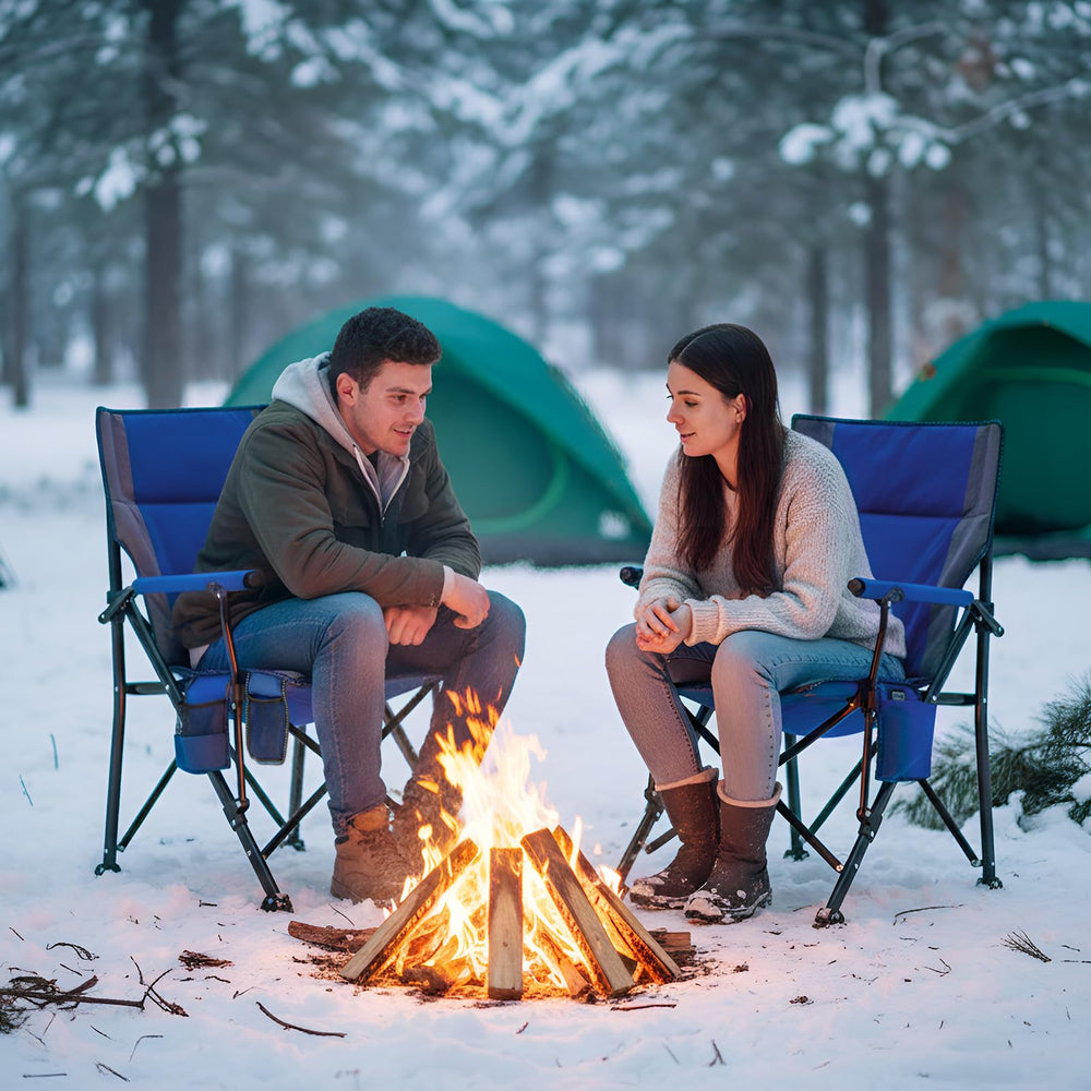 Teenyyou 2Pack heated camping chair grey with cup holder for easy beverage access.