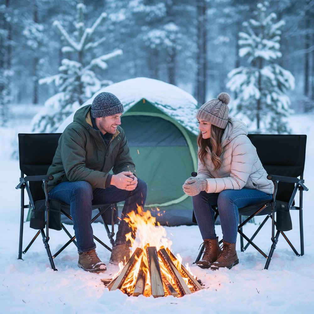 Teenyyou 2-pack heated camping chair side-pocket highlighting convenient storage for essentials.