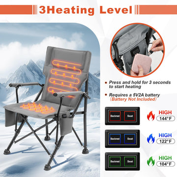 Teenyyou 2-pack heated camping chair sturdy steel-frame supports up to 265 lbs for outdoor use