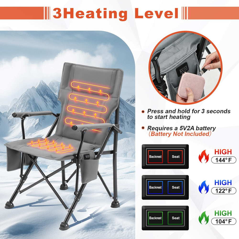 Teenyyou 2-pack heated camping chair sturdy steel-frame supports up to 265 lbs for outdoor use