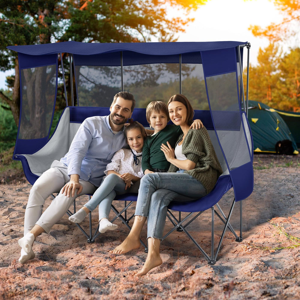 Teenyyou canopy chair side shade panel blue gives UV protection during outdoor gatherings.