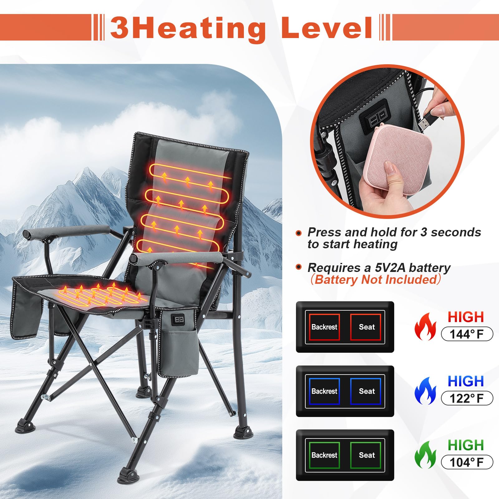 Teenyyou heated chair 2-pack folded-frame for compact portability