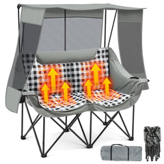 Teenyyou heated double camping chair with canopy offers cozy warmth for outdoor lounging
