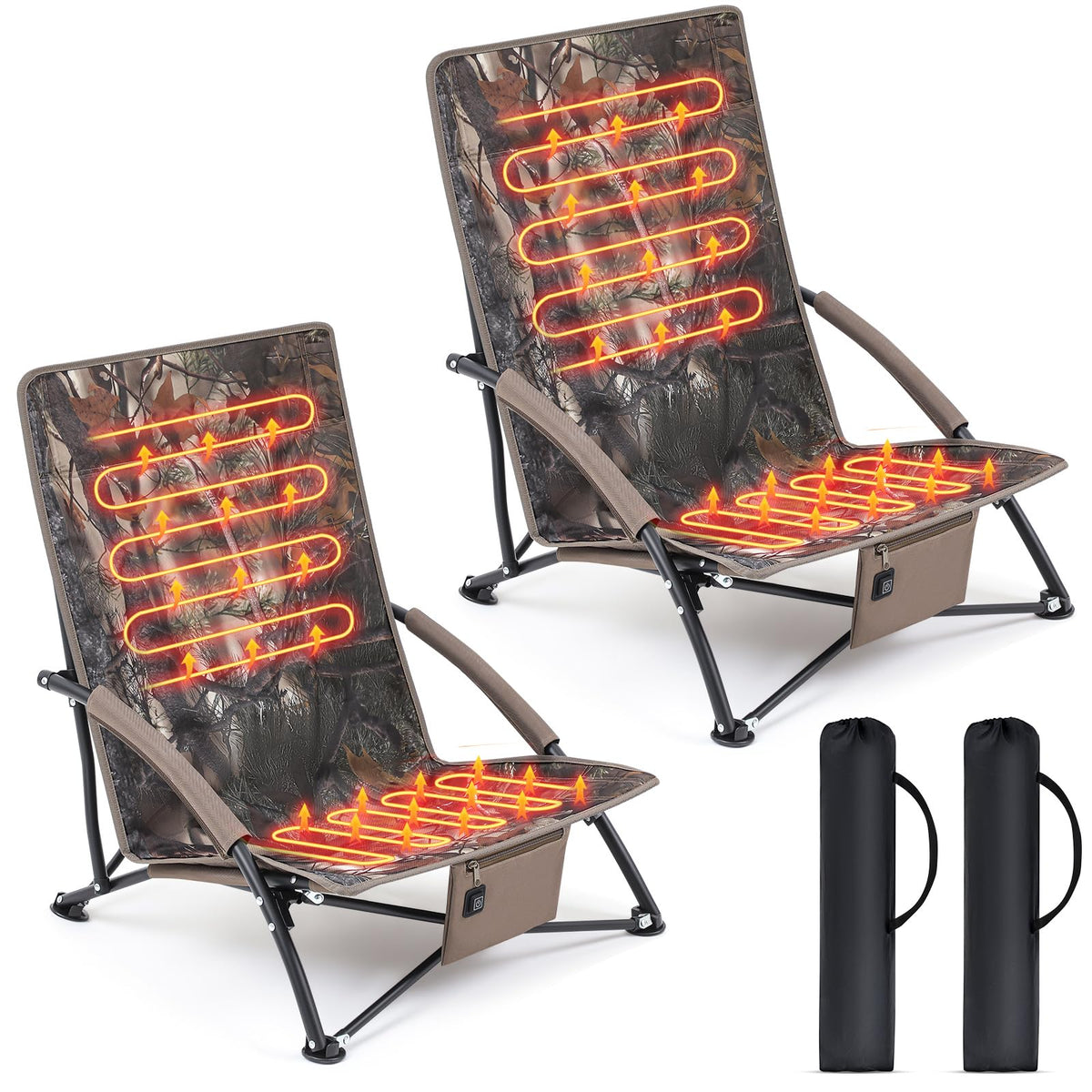 Teenyyou heated hunting chair camo front view for stealth warmth