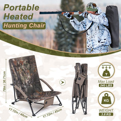 Teenyyou heated hunting chair camo side view showcasing portable comfort