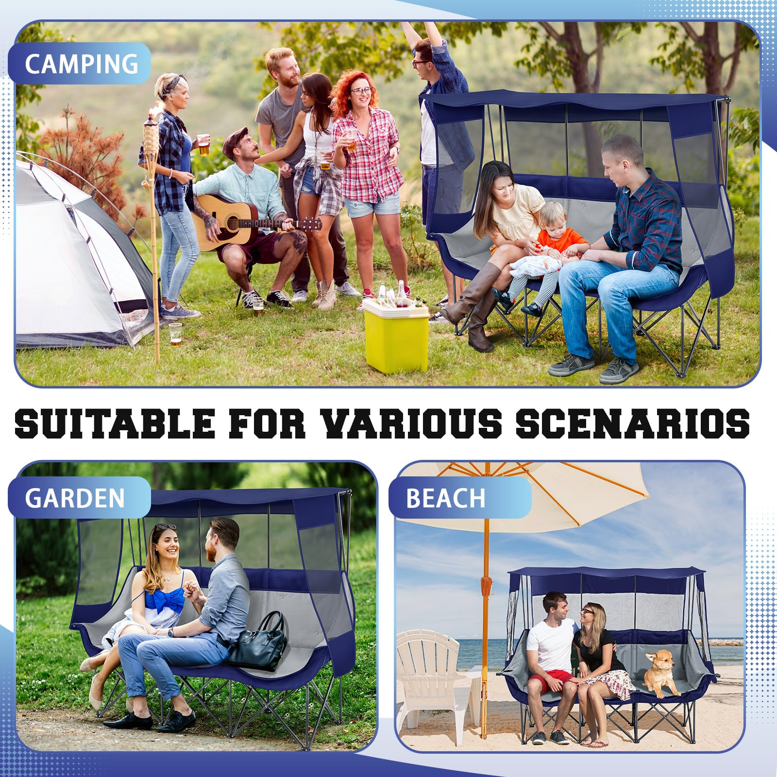 Teenyyou outdoor chair blue suits beach and camping adventures.
