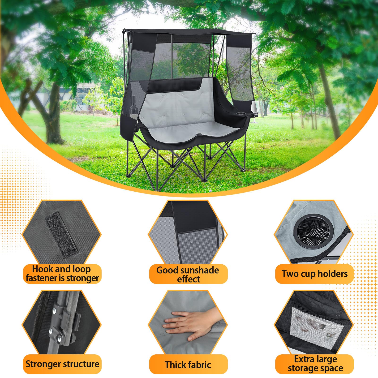 Teenyyou oversized two-person camping sofa highlights spacious seating for two outdoors.