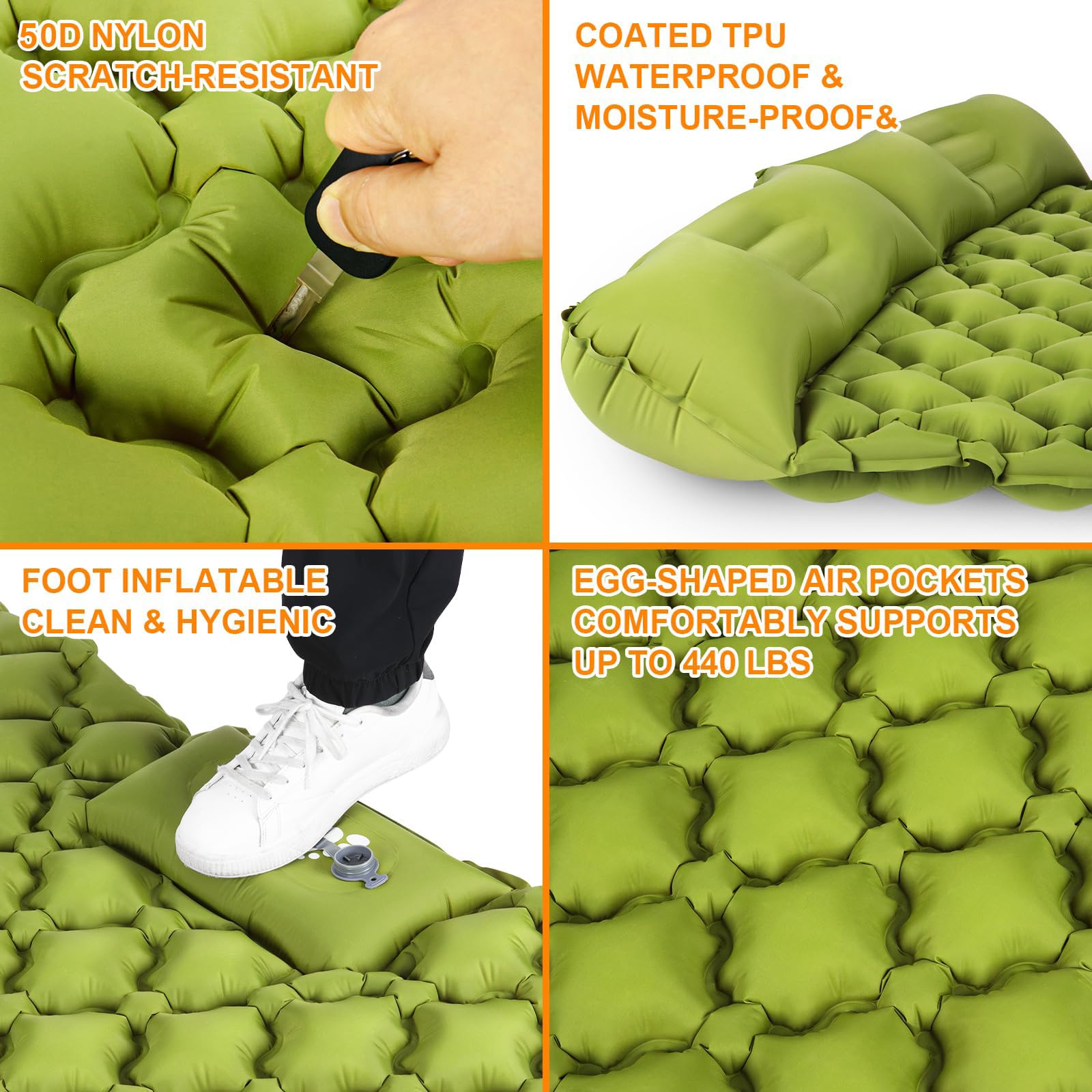 TEKIK hexagon design sleeping pad showing body-mapping support