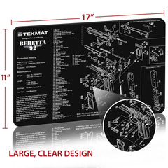 TekMat cleaning mat laid out for Beretta 92-M9