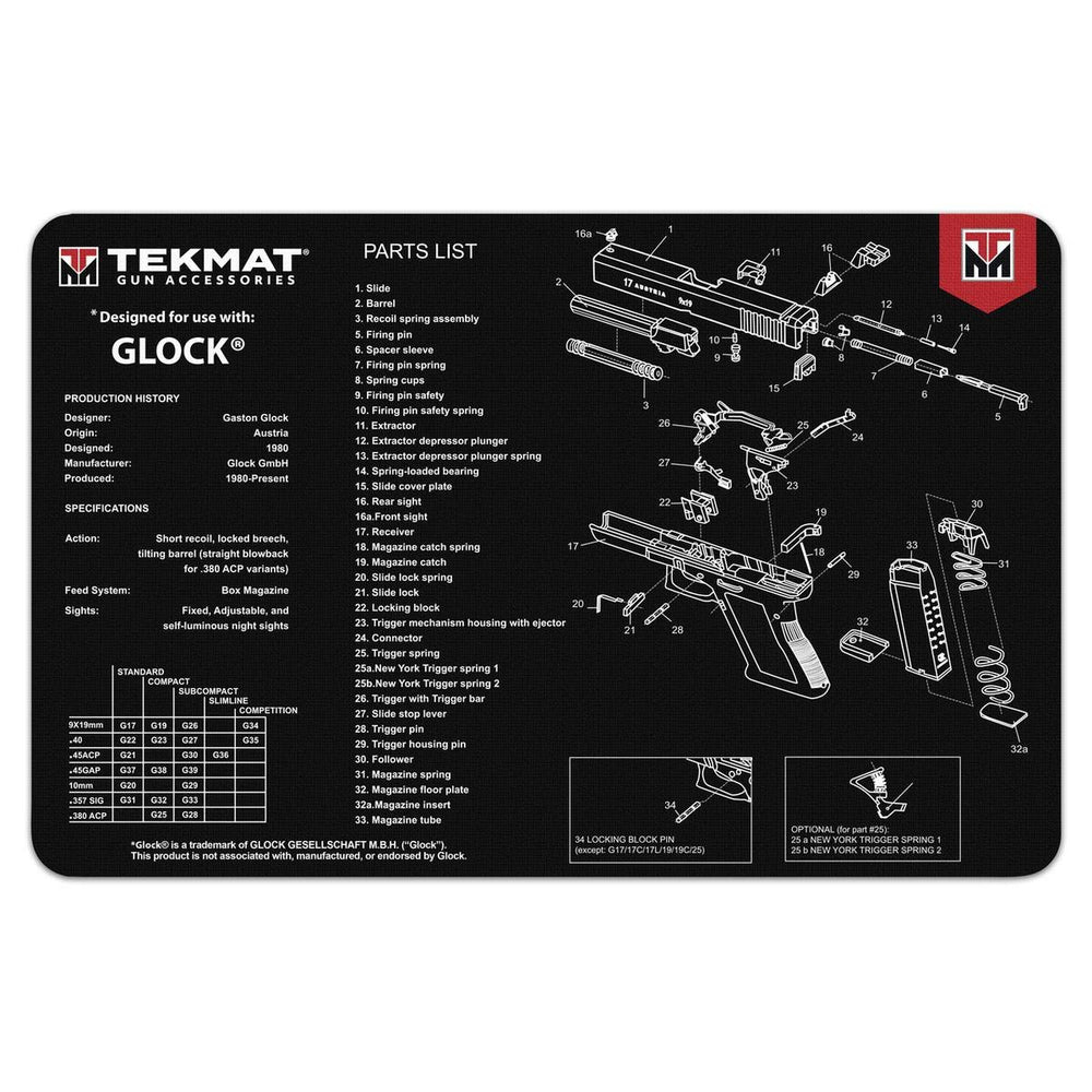 Close-up of soft thermoplastic fiber surface on Glock cleaning mat (black)