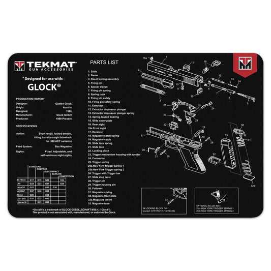 Close-up of soft thermoplastic fiber surface on Glock cleaning mat (black)