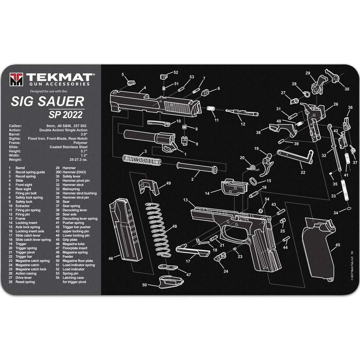 TekMat Sig Sauer SP2022 cleaning mat with soft surface