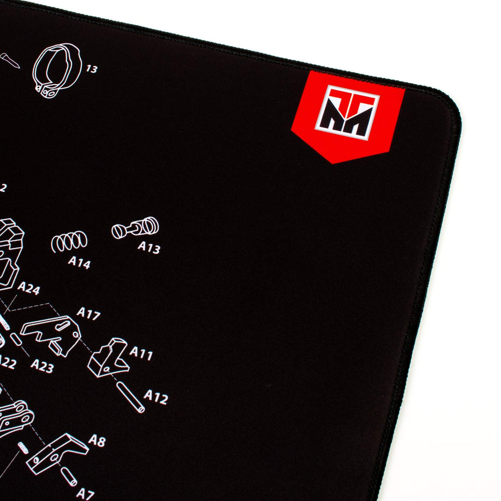 Stitched edge detail on TekMat Ruger 10/22 cleaning mat