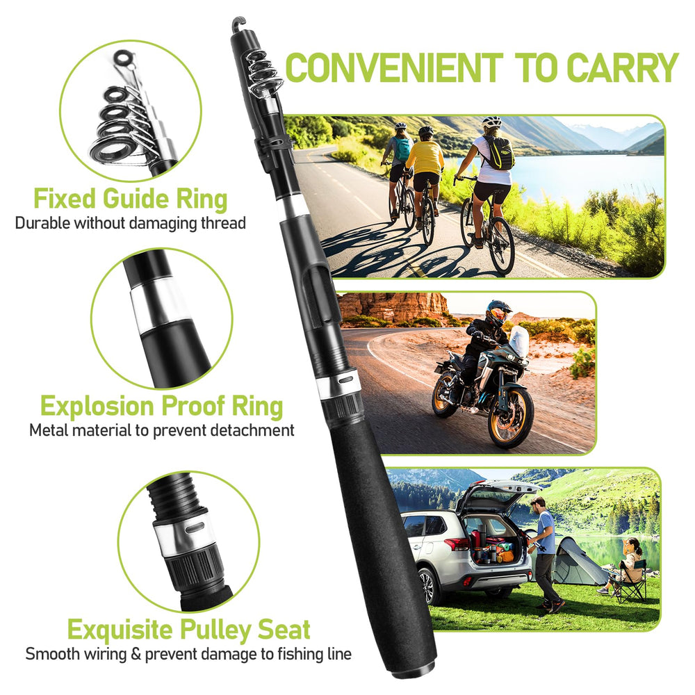 Telescopic 5.9ft carbon fiber fishing rod with durable guides