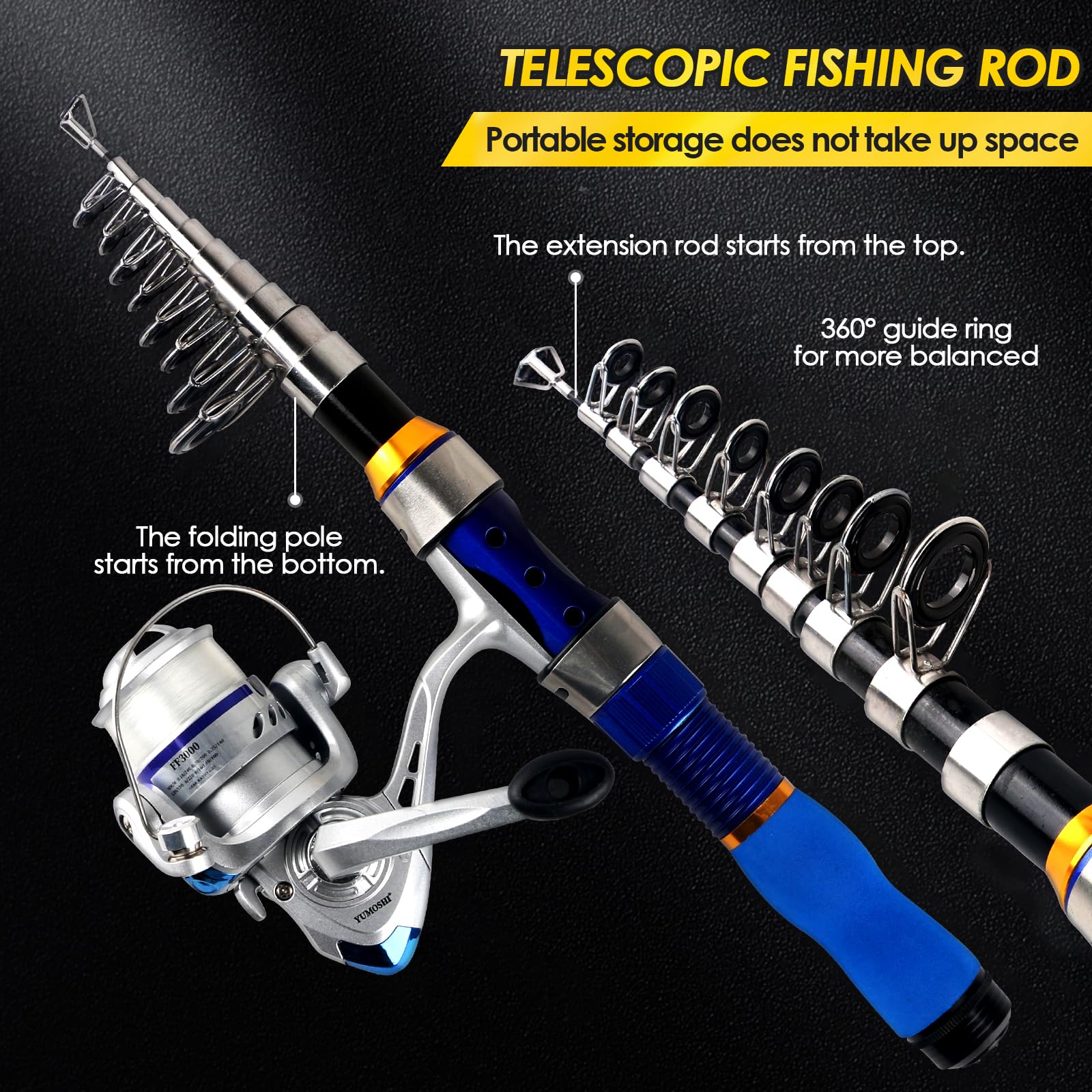 Two pre-spooled spinning reels included in the kit
