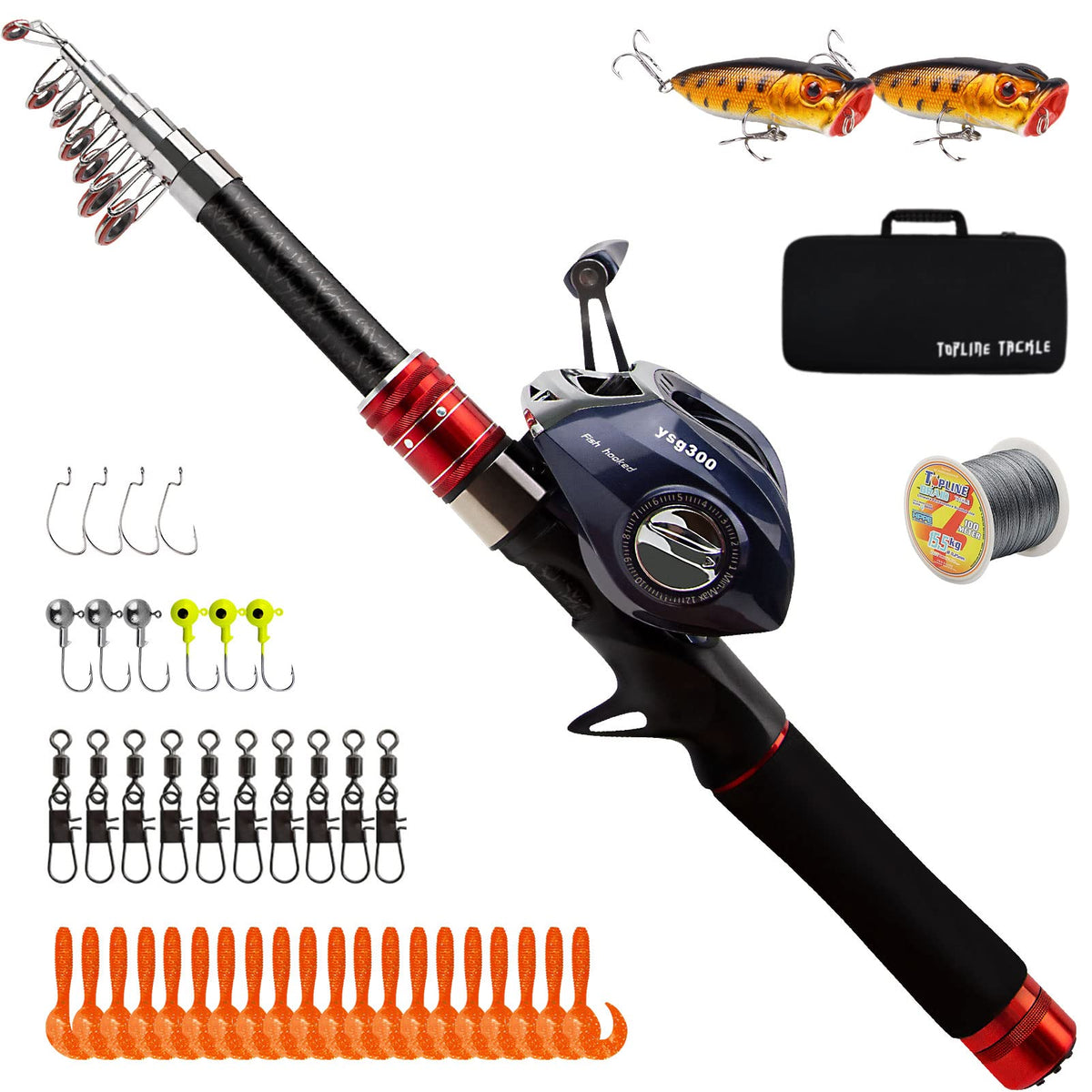 Telescopic fishing rod collapsed for travel and storage