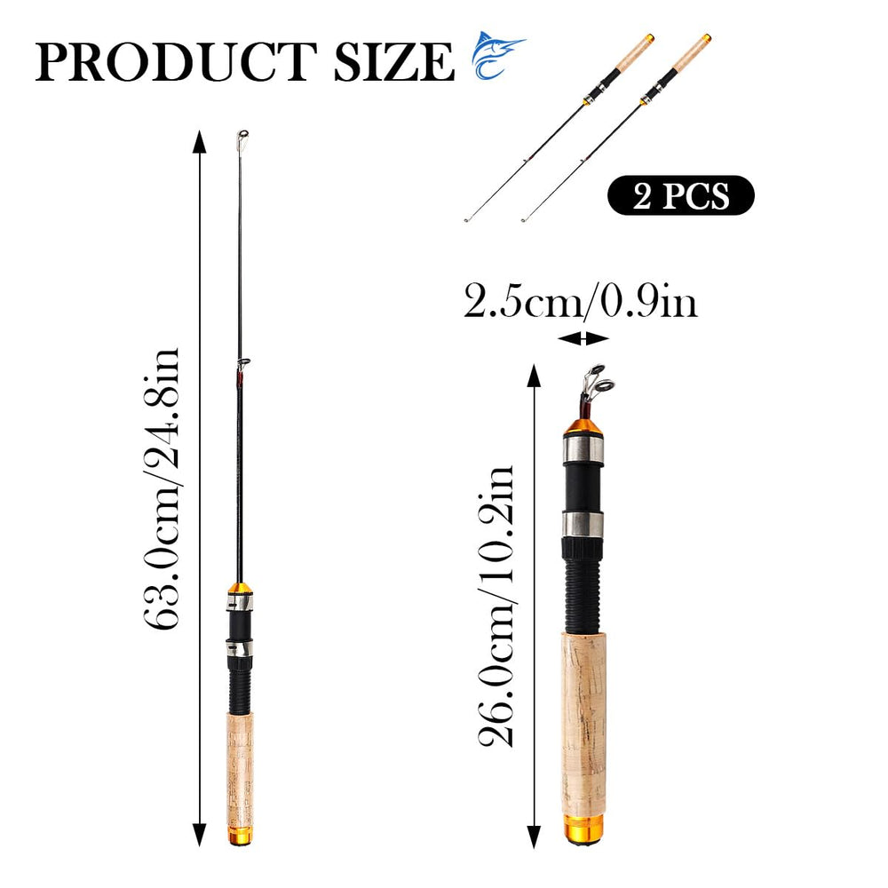 Extended 25 inch/63 cm telescopic fishing rod with cork handle