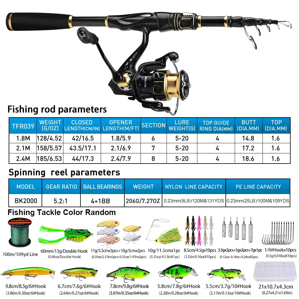 Lightweight 5.9 ft telescopic rod with anti-corrosion guides
