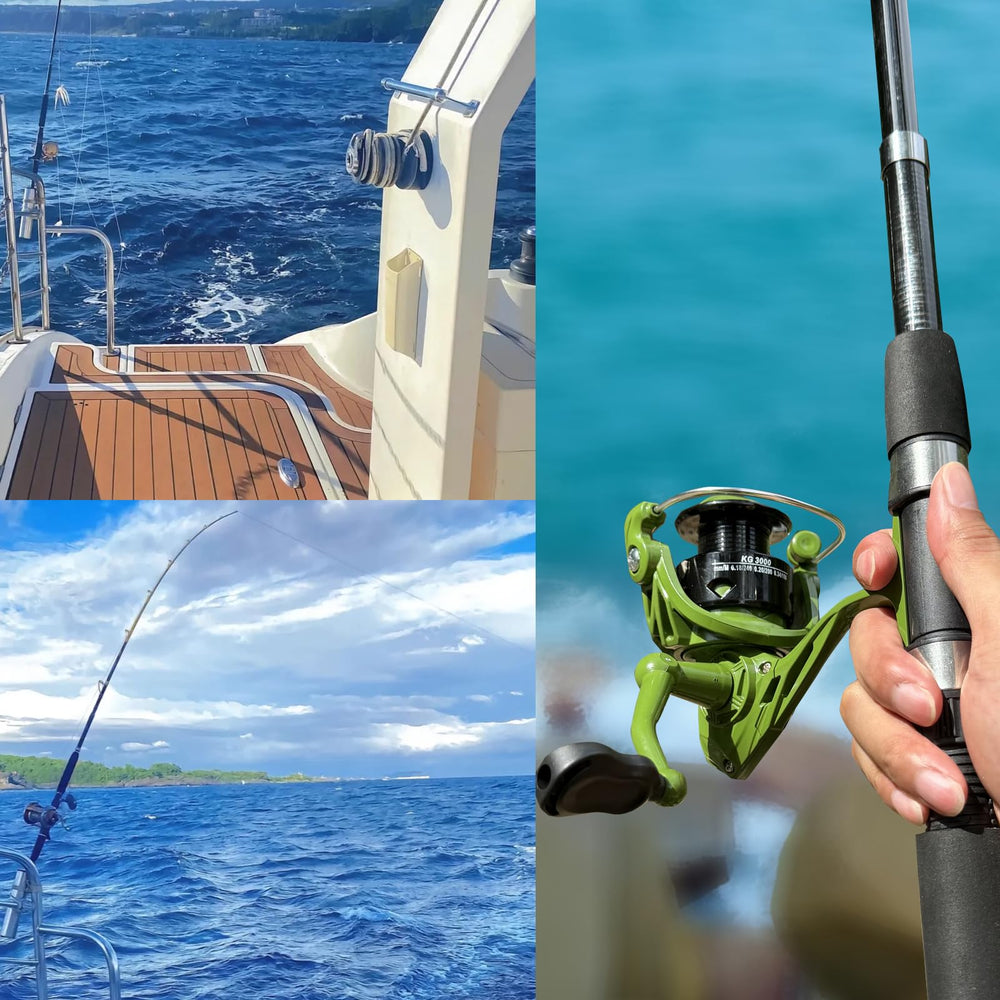 Two telescopic fishing rods in green
