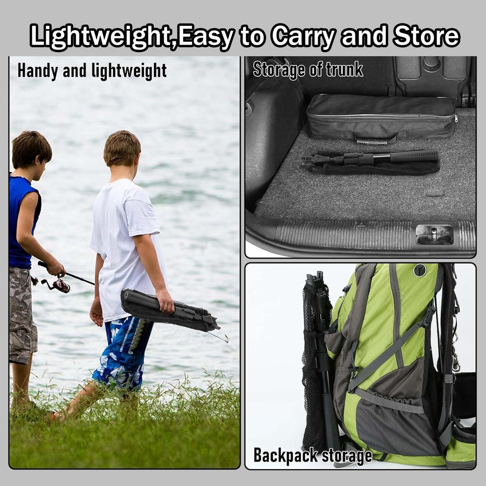 Built-in belt clip on the fishing net