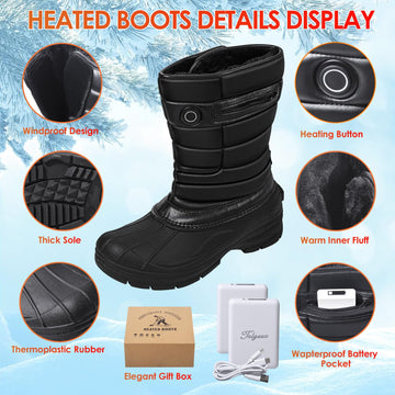 Telguua heated boots anti-slip sole improving grip on icy surfaces