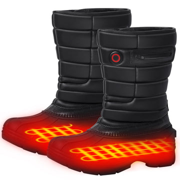 Telguua heated boots outdoor view showing waterproof winter design for rugged cold-weather walks