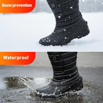 Telguua heated boots side controls for quick heat level adjustments in the cold