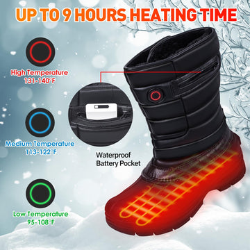 Telguua heated boots being worn on a snowy winter walk for all-weather use