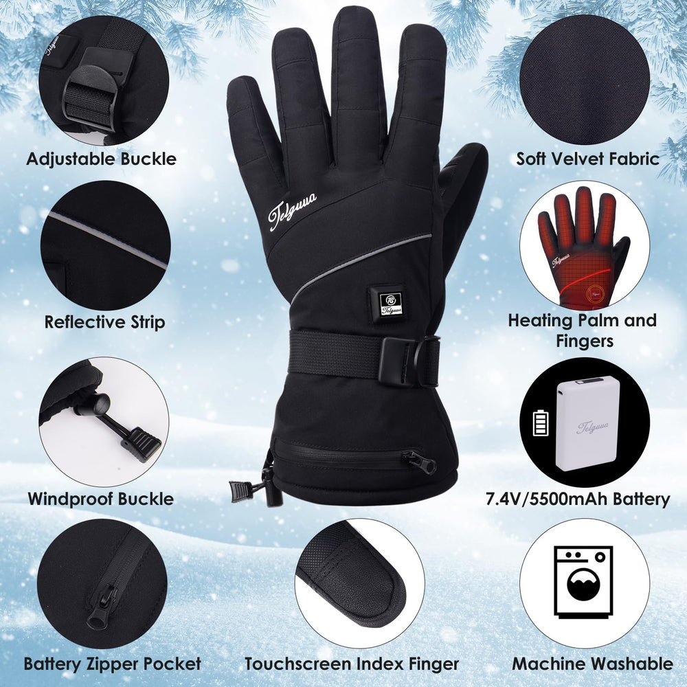 Telguua heated gloves thumb and index touchscreen area enables device use outdoors