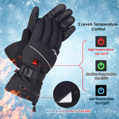 Telguua heated gloves waterproof outer shell keeps hands dry in snow.