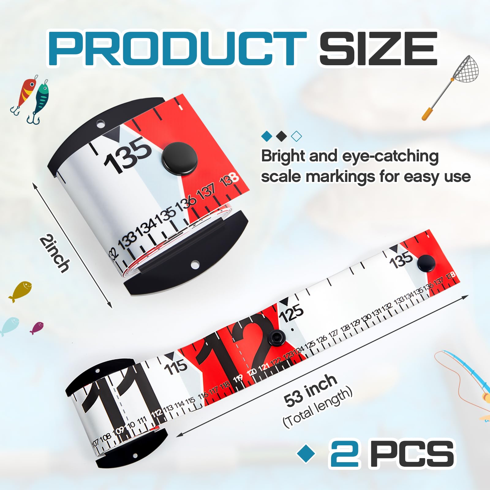 Close-up of 53 x 2 inch measurement scale on acrylic ruler