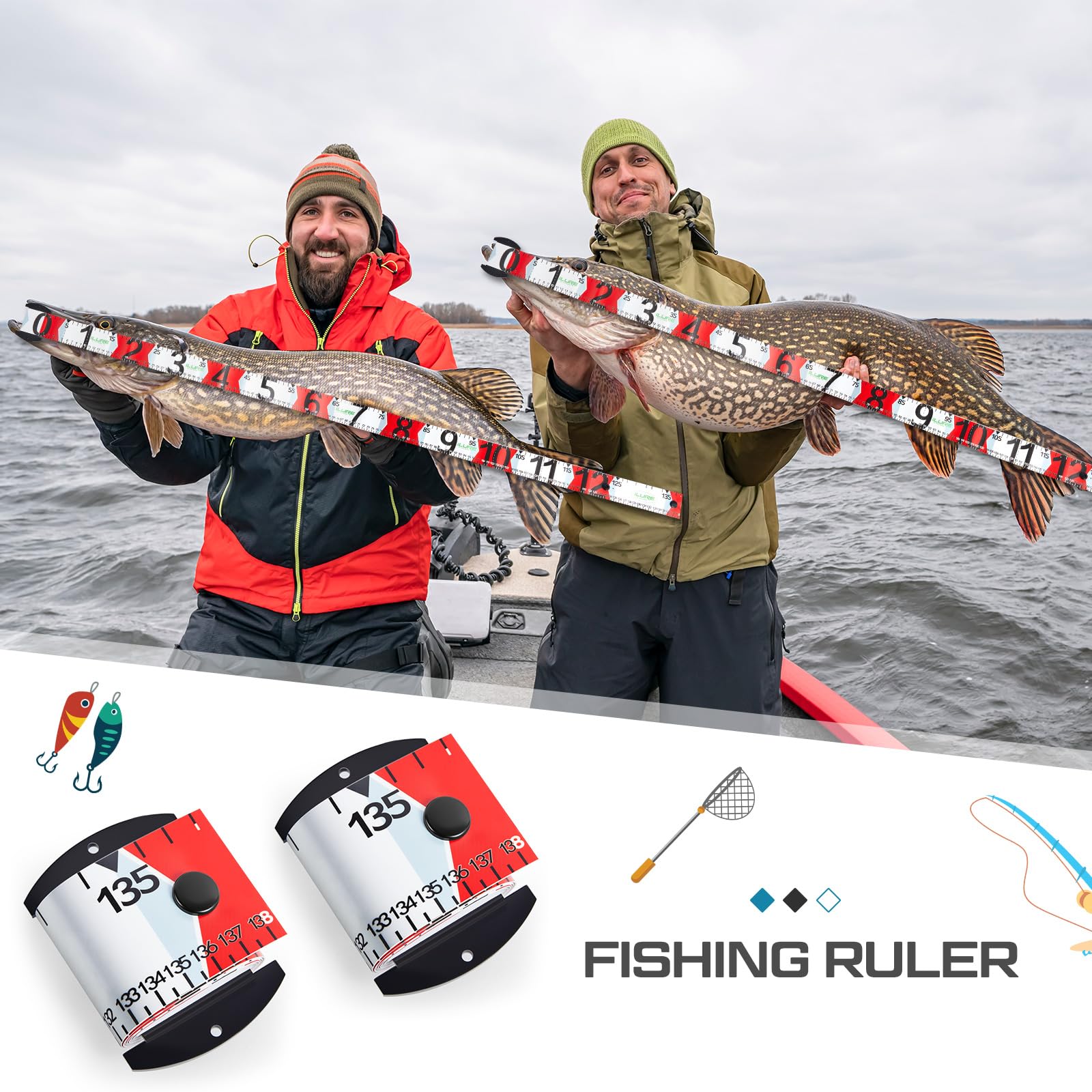 Two Tellegloww fishing rulers packaged together