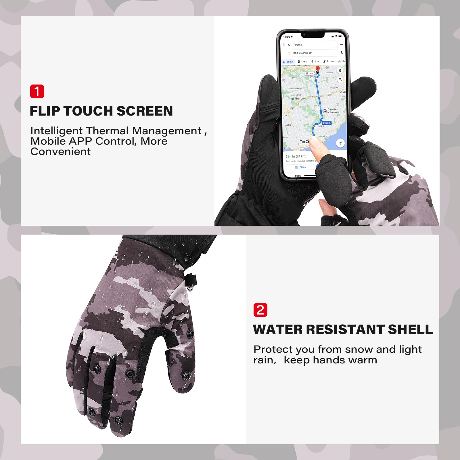 Touchscreen compatible fingertips on TemHot heated gloves