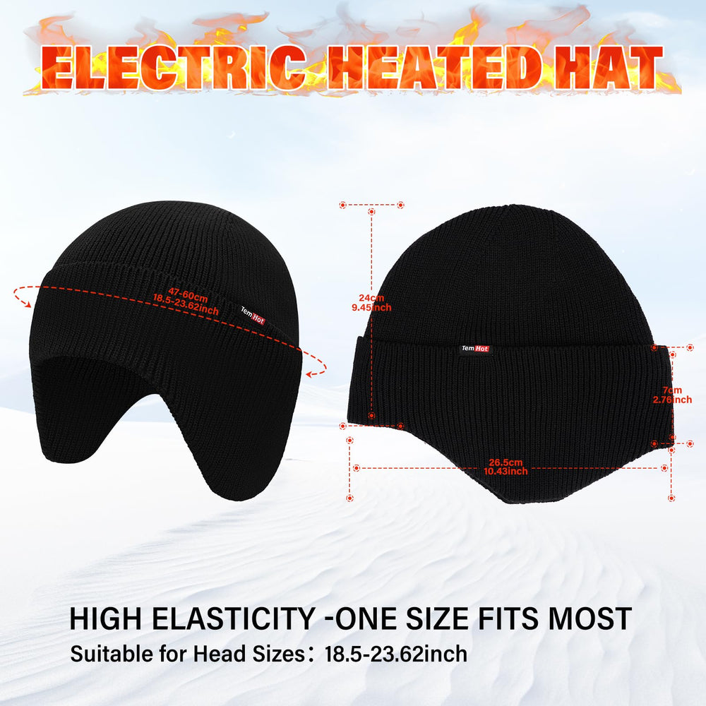 Product shot of TemHot heated hat with 7.4V battery