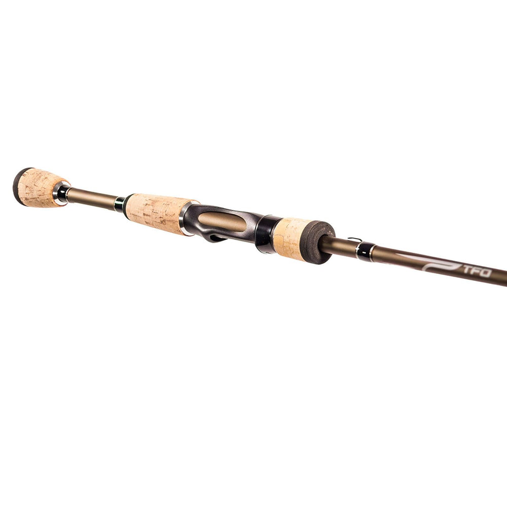 Temple Fork Outfitters 6'6" ML 1pc spinning rod down-locking reel seat demonstrates secure line control.