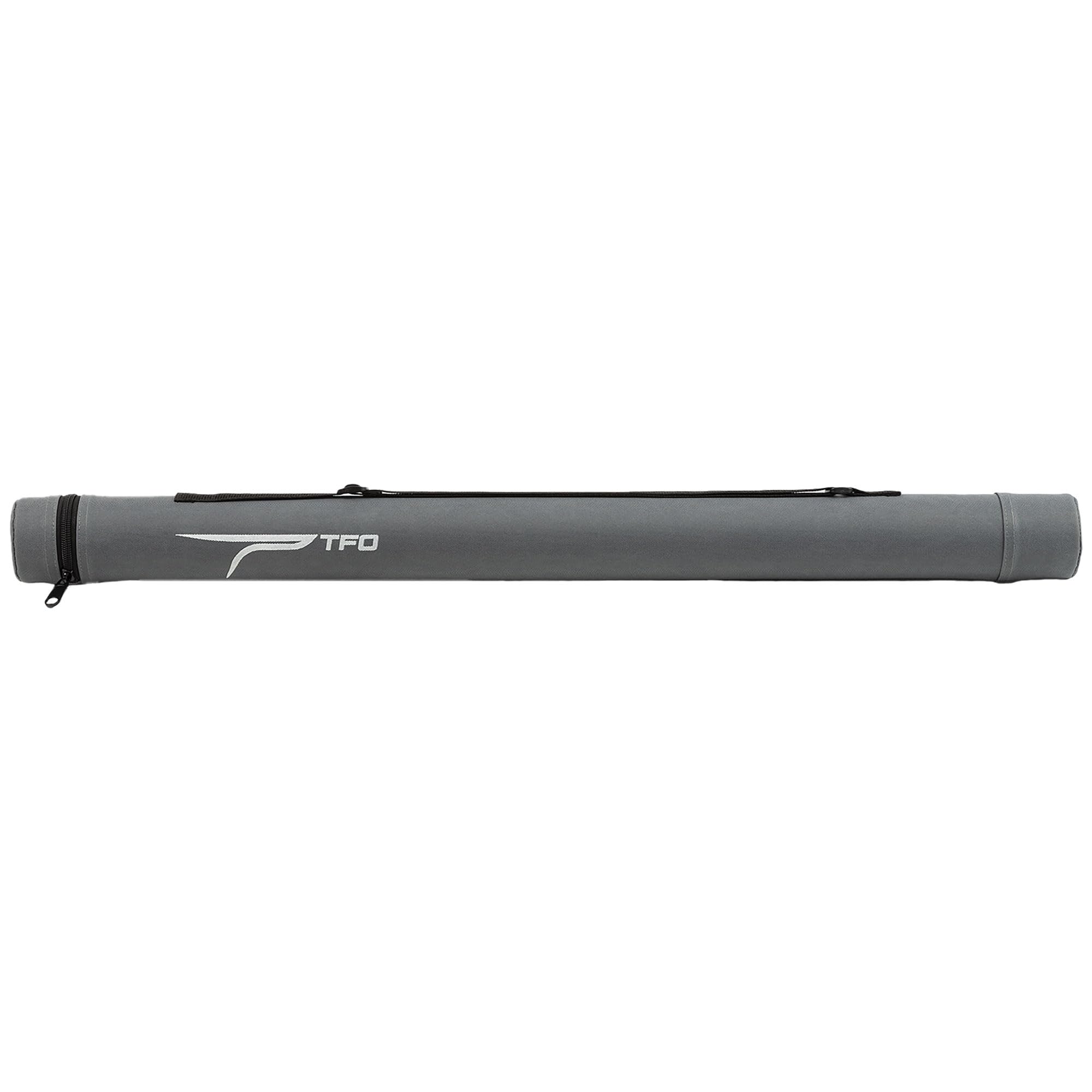 Temple Fork Outfitters circular rod case with zippered lid protects four-piece rods during travel.