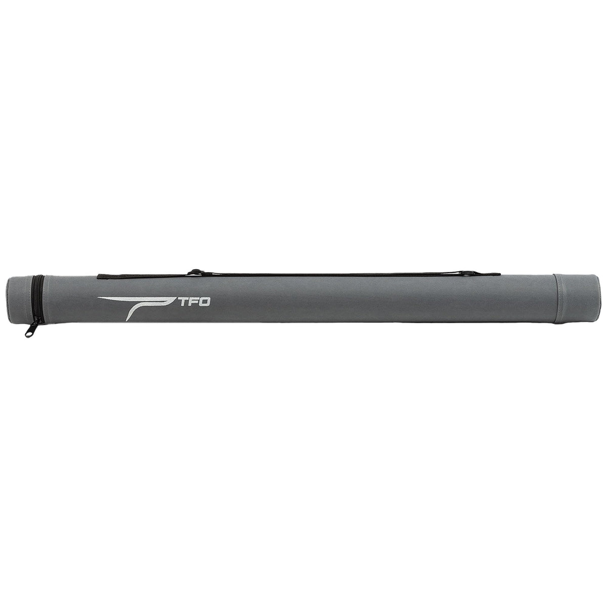Temple Fork Outfitters circular rod case with zippered lid protects four-piece rods during travel.