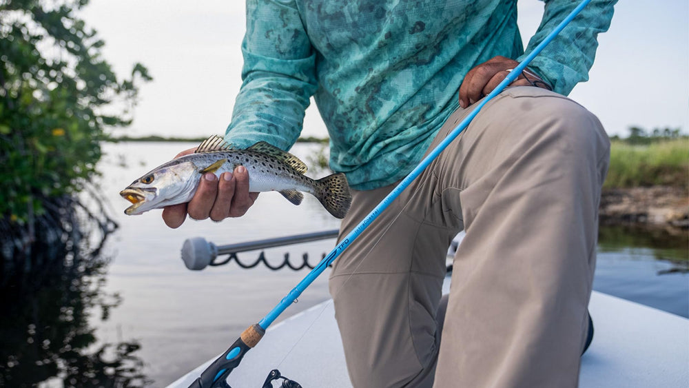 Temple Fork Outfitters Intracoastal custom cork grips deliver comfort during extended casting sessions.