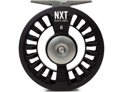 Temple Fork Outfitters NXT Black Label II reel front view showing lightweight machined aluminum frame