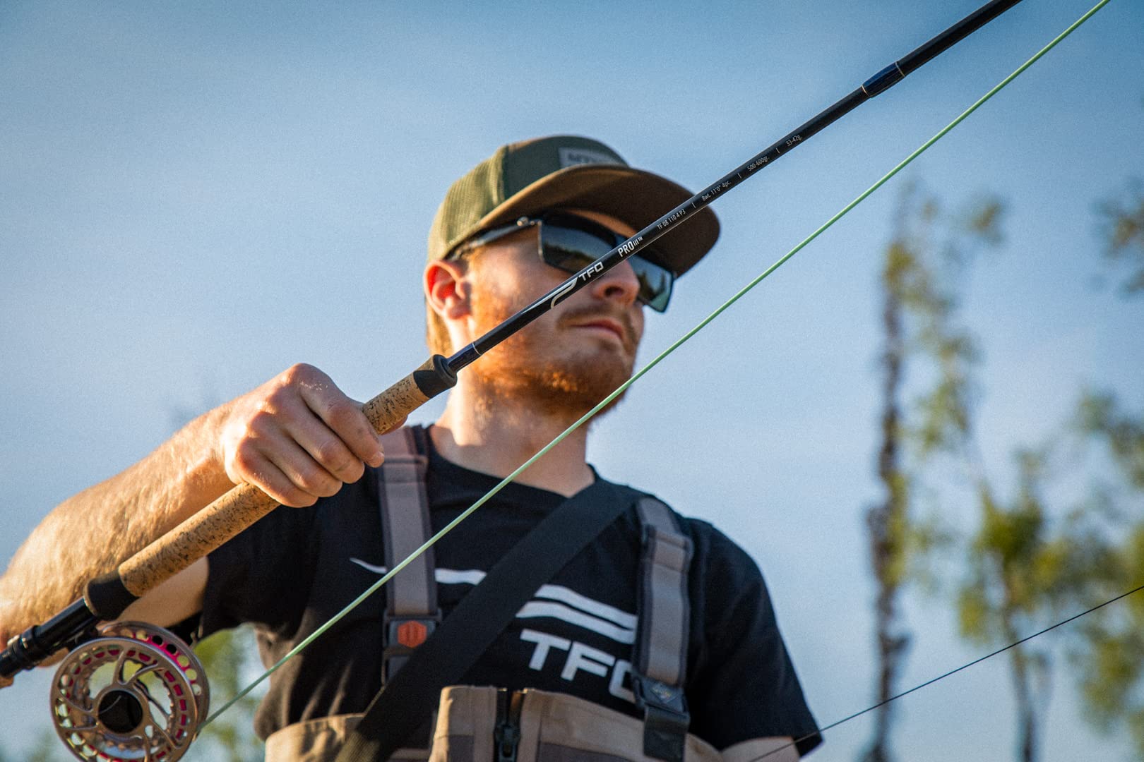 P3 TH two-handed rod in action with smooth loading for long casts.