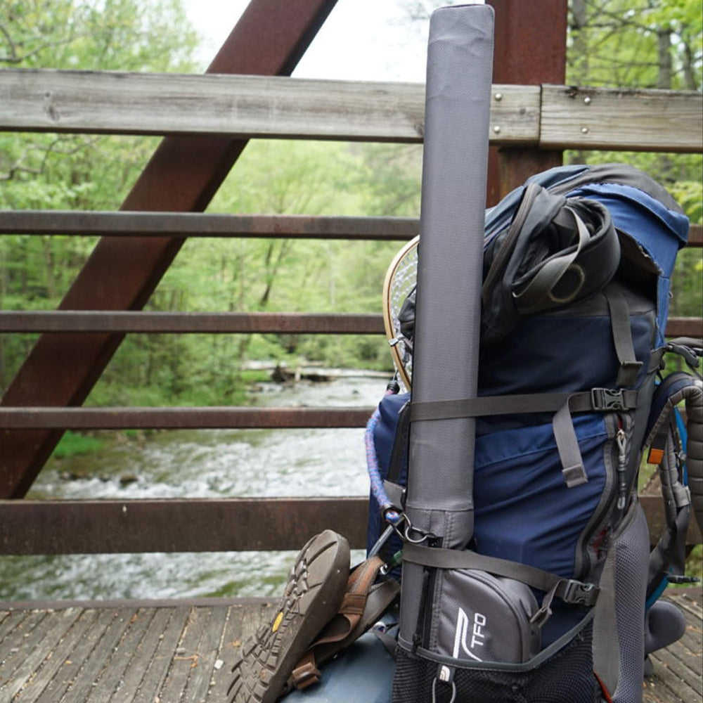 Durable fabric of Temple Fork Outfitters rod and reel carrier highlighting long-lasting protection for travel.